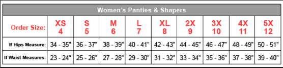 hanes ladies panties size chart