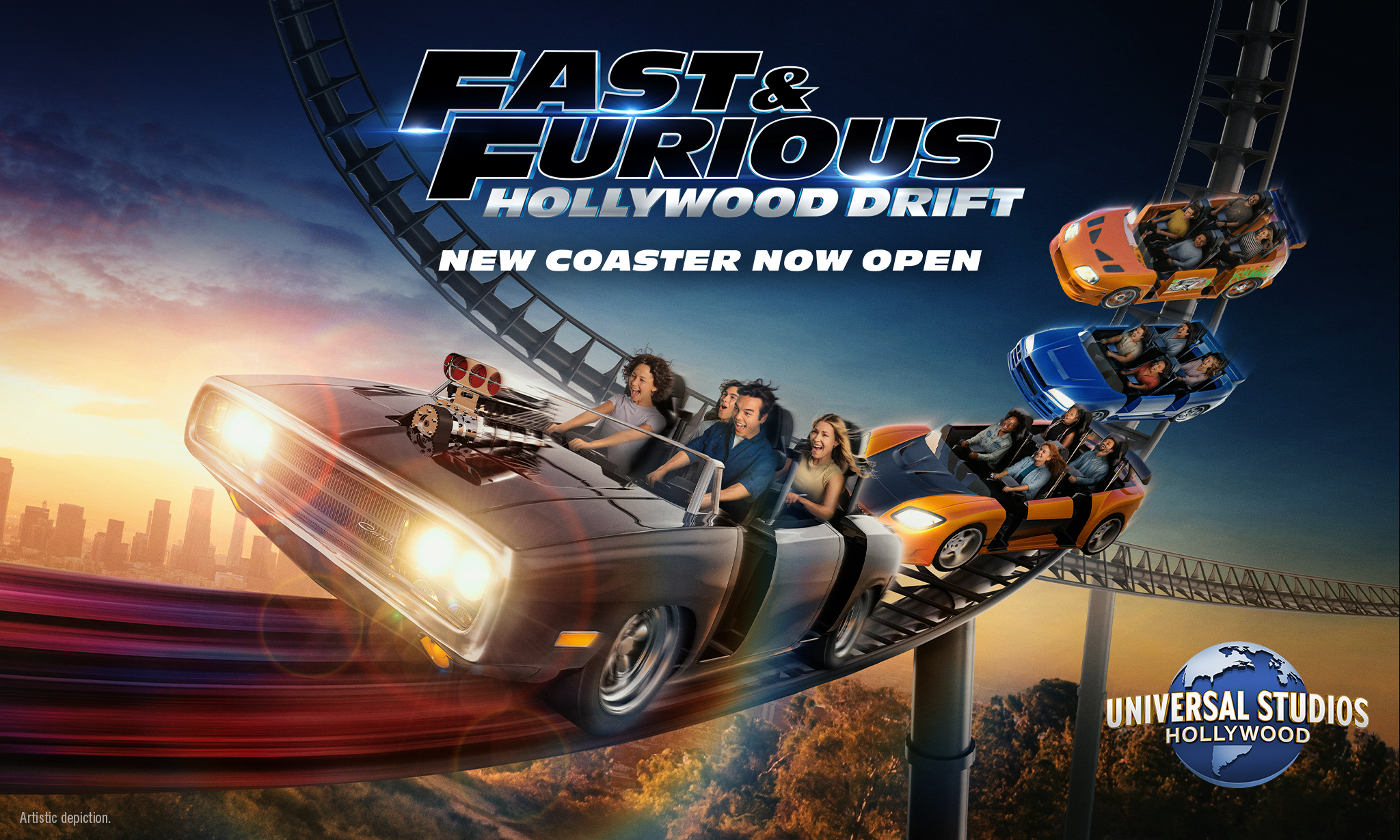 Fast & Furious: Hollywood Drift roller coaster at Universal Studios Hollywood