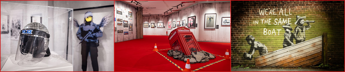 Zweiter Werbebanner House of Banksy Ausstellung