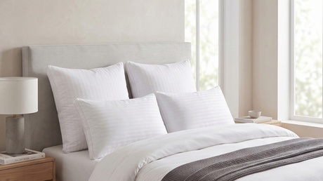 SAMPUR Lot (x4) ,Oreillers microfibre 50x30 cm housse Luxe, White