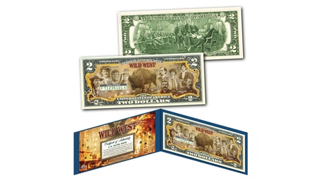 WILD WEST Iconic Figures American Frontier Outlaws BUFFALO Genuine 2 U.S. Bill Multi-color