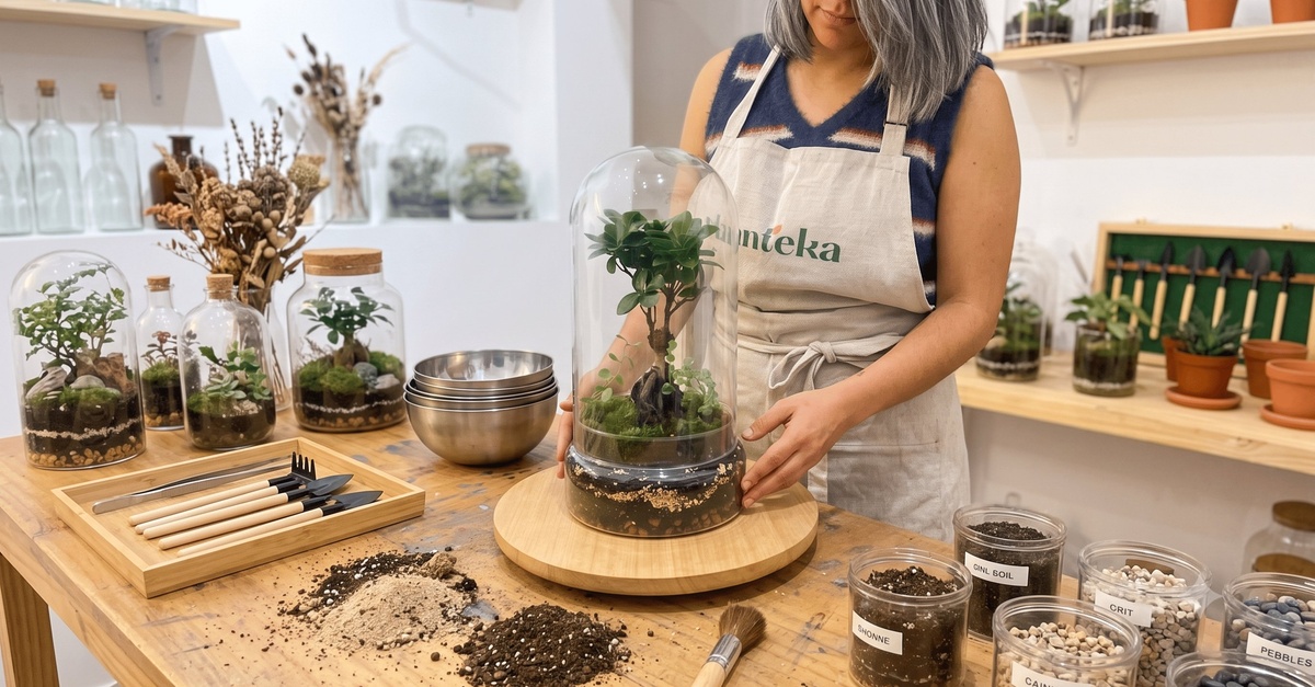 Taller de creación de terrario en cúpula XL en Madrid