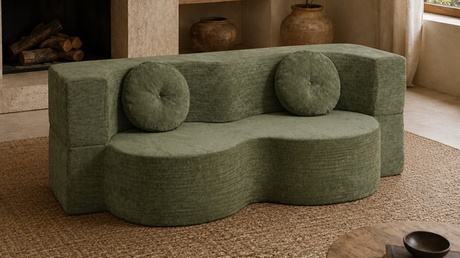Kocoon SHEAF - Canapé compressé convertible 2,3 places en velours beige, Green