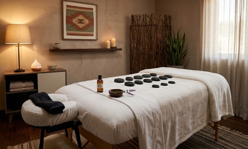 Image 2: Upgraded Full-Body Massage: Deep Tissue, Hot Stones & Essential Oils