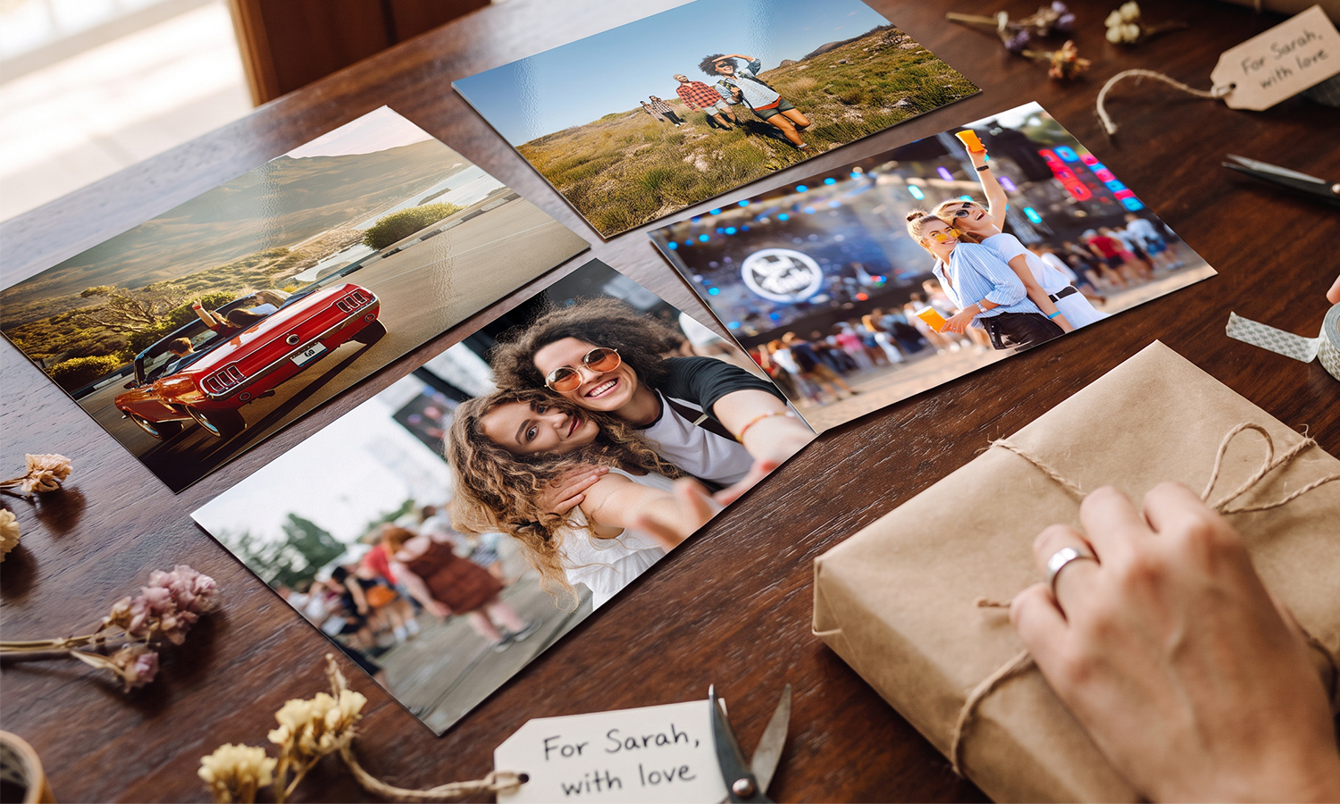 Close up of glossy and matte photo prints