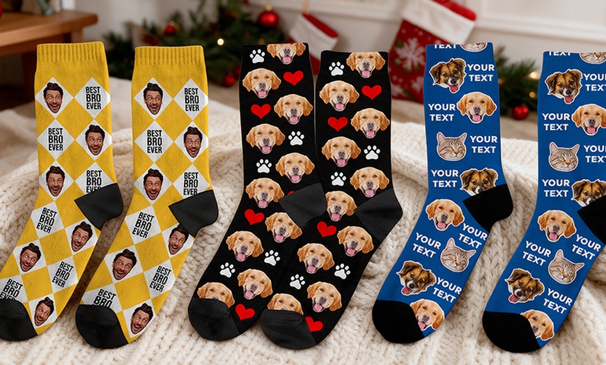 Image 10: Custom Photo Socks from Justyling — Perfect Graduation Gift (Up to 85% Off)