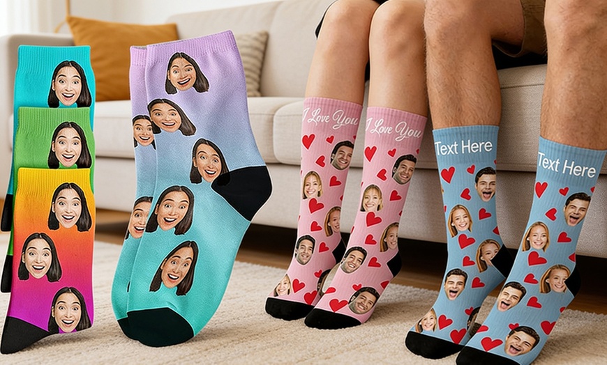 Image 5: Custom Photo Socks from Justyling — Perfect Graduation Gift (Up to 85% Off)
