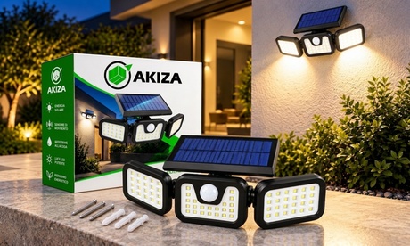 groupon AKIZA Solar-LED-Strahler mit 3 Köpfen