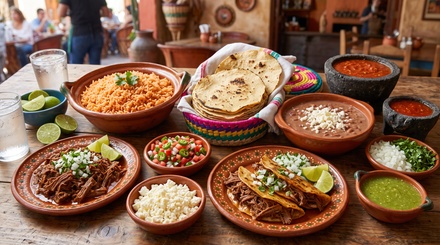 Individual Meal with Bowl, 4 Tacos, and 2 Sodas - Birrieria margara