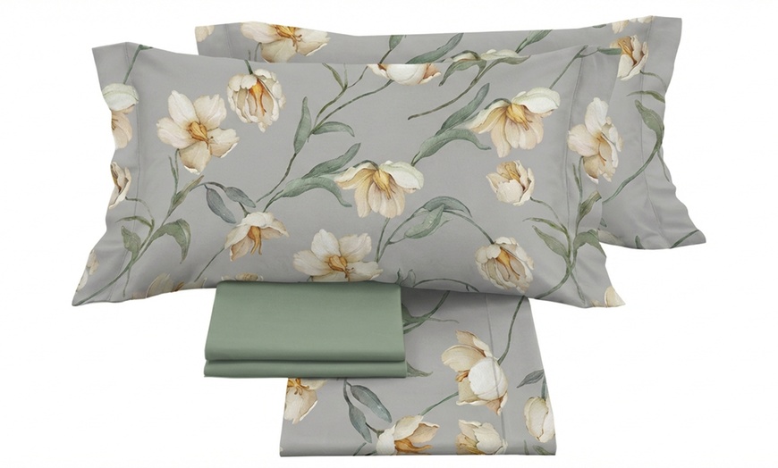 Image 23: Completo lenzuola matrimoniale in raso 60/60