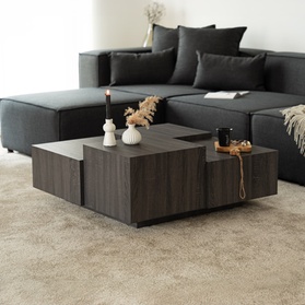 Home Deluxe Couchtisch mit Schwebeeffekt NAYELI - 96 x 96 cm Eiche