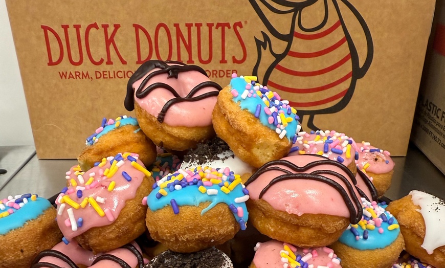 Image 2: Customizable Dozen Fresh-Topped Vanilla Cake Donuts