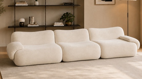 Kocoon SWING - Canapé compressé 4 places en velours beige, Gray