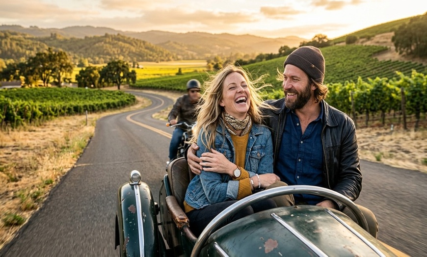 Image 5: 2.5 hour ''Vintage Motorcycle Sidecar Scenic Wine Tour for 2, 4, or 6