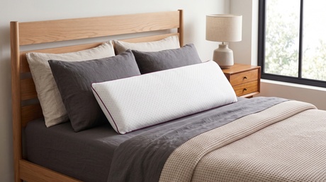 SAMPUR Traversin mousse micro-perforée 140 cm housse Bonne fête