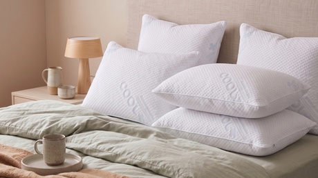 SAMPUR Pack (x4) ,Oreillers plumes 50x30 cm housse rafraîchissante, White