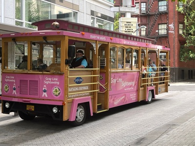 Tour for 1 person: 1-Day Rose City Hop-On Hop-Off Pink Trolley - Gray Line - Portland - Big Pink Sight Seeing