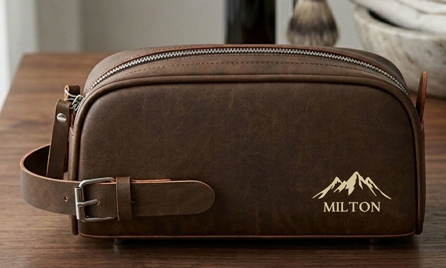 Image 9: Travel in Style With Personalized Vegan-Friendly Leather Toiletry Bag (Up to 85% Off)