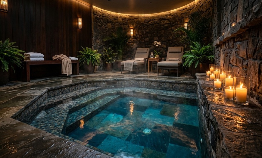 Image 2: Relaxing couples hot tub, facial and massage session