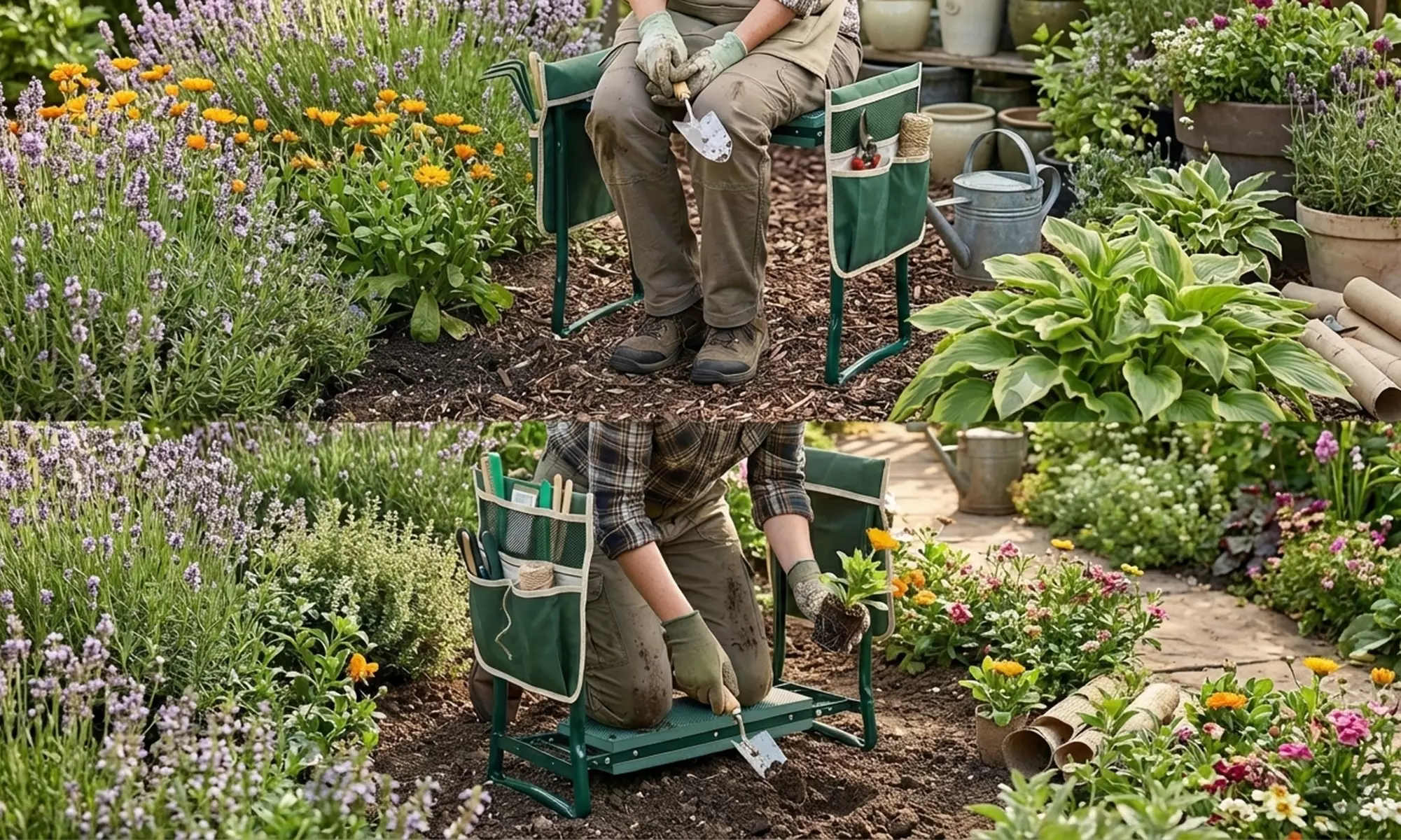 Tabouret et agenouilloir de jardin 2 en 1 pliable