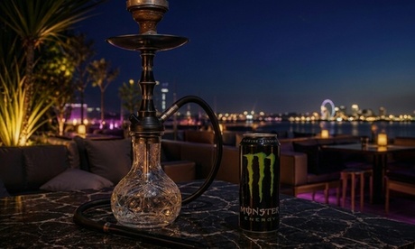 2 cachimbas sin nicotina y 2 bebidas (cerveza/refresco/energético)