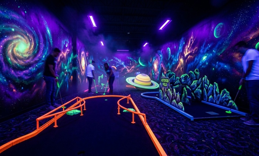 Image 8: Blacklight Space-Themed Mini Golf Adventure
