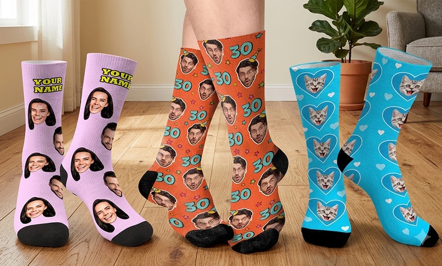 Image 8: Custom Photo Socks from Justyling — Perfect Graduation Gift (Up to 81% Off)