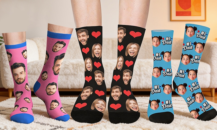 Image 2: Custom Photo Socks from Justyling — Perfect Graduation Gift (Up to 81% Off)