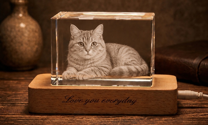 Image 5: Custom 3D Photo Engraved Crystal with Optional LED Light Base 