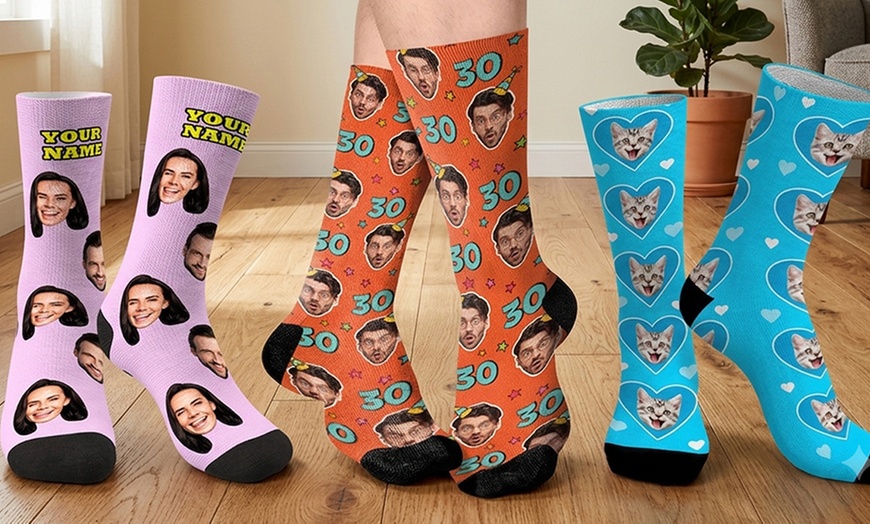 Image 8: Custom Photo Socks from Justyling — Perfect Graduation Gift (Up to 85% Off)