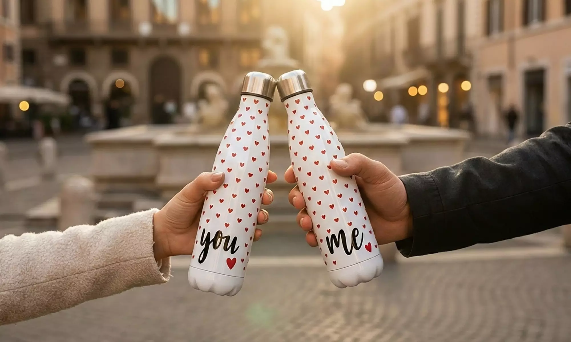 Set de 2 botellas de agua a juego