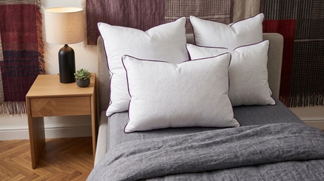SAMPUR Pack (x4) ,Oreillers plumes 40x70 cm housse Bonne fête