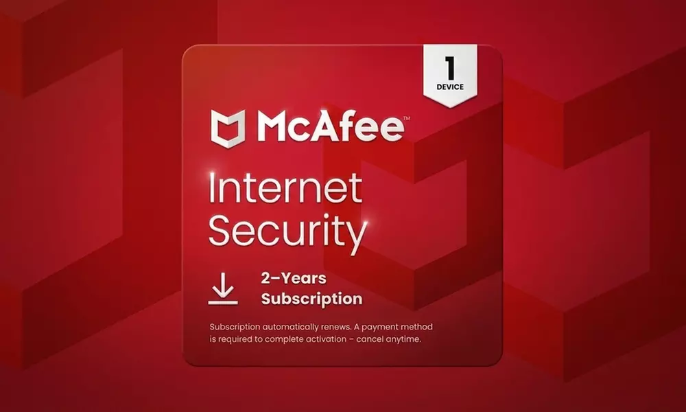 McAfee Internet Security 2026 na 1 lub 3 urządzenia przez 1-2 lata