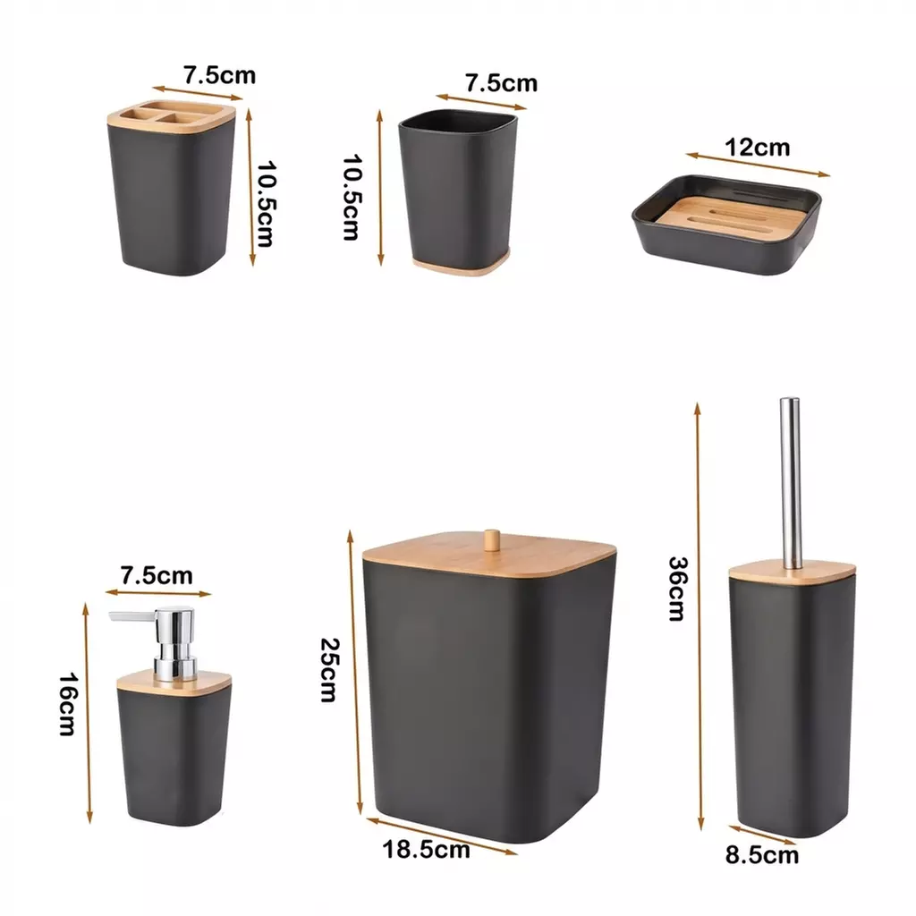 Set de accesorios de baño con 6 piezas en dos colores a elegir - Second Medium