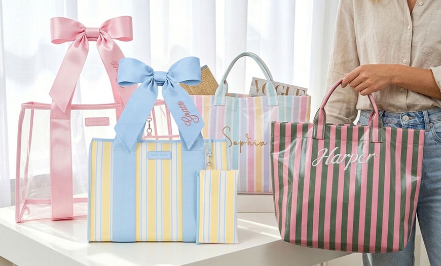 Image 4: Personalized Jelly Tote Bag with Custom Embroidered Strap