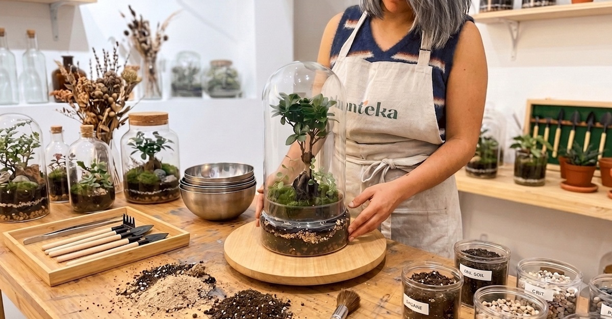 Taller de creación de terrario en cúpula XL en Valencia