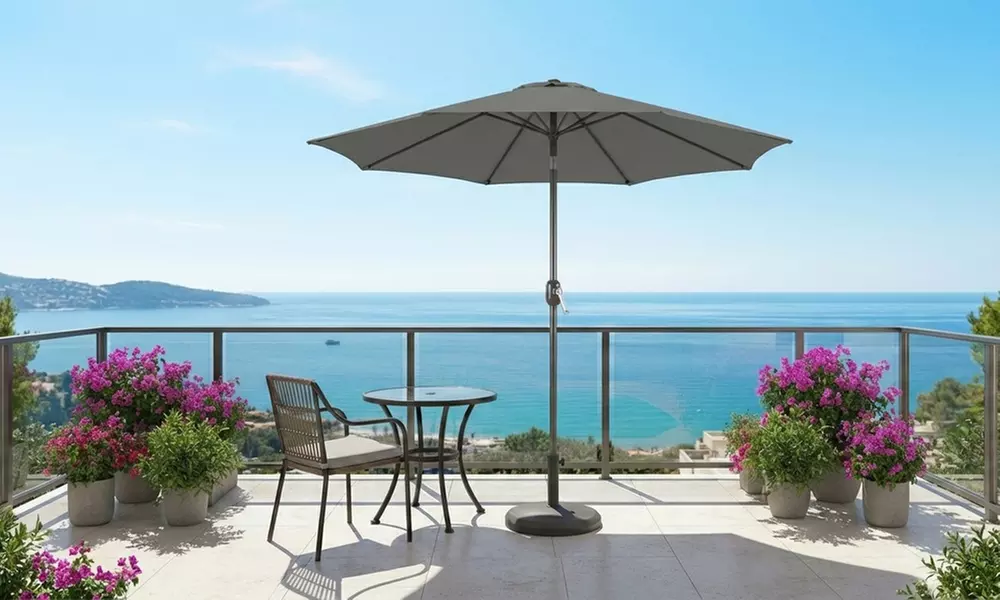 Ombrellone da esterno con manovella e inclinazione regolabile