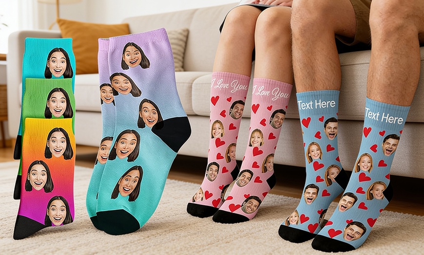 Image 3: Custom Photo Socks from Justyling — Perfect Graduation Gift (Up to 81% Off)