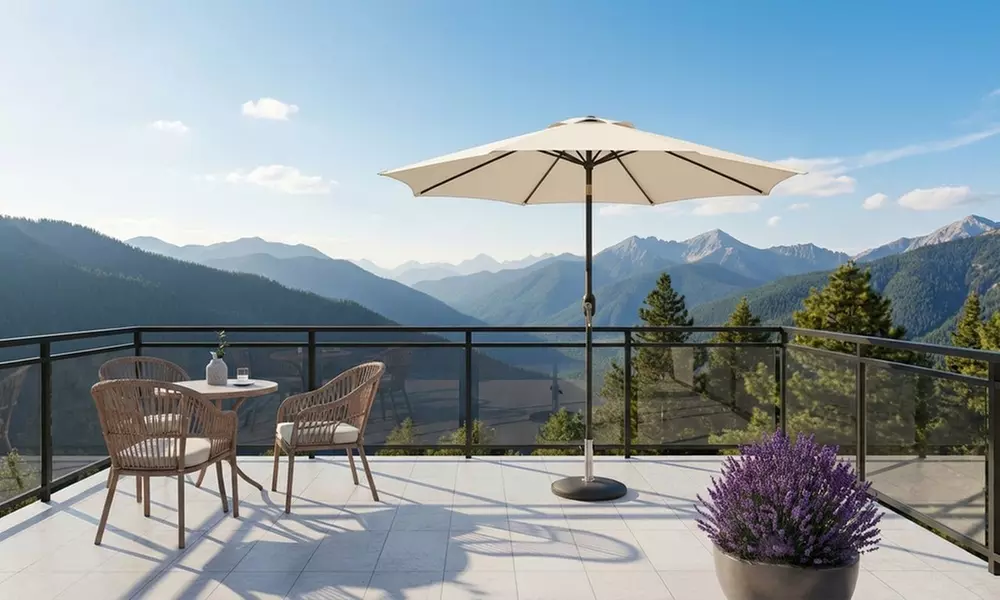 Ombrellone da esterno con manovella e inclinazione regolabile