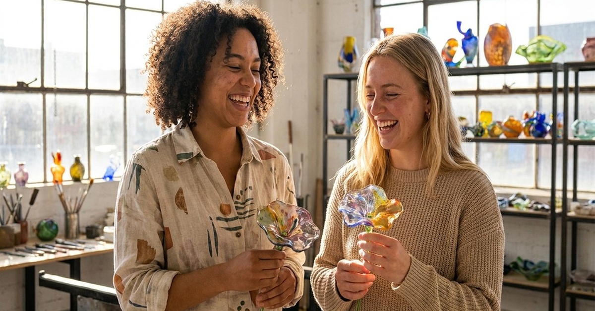Explore Creative Expression through a Glass Flower Blowing Experience for Two or Four People at Sonoran Glass School