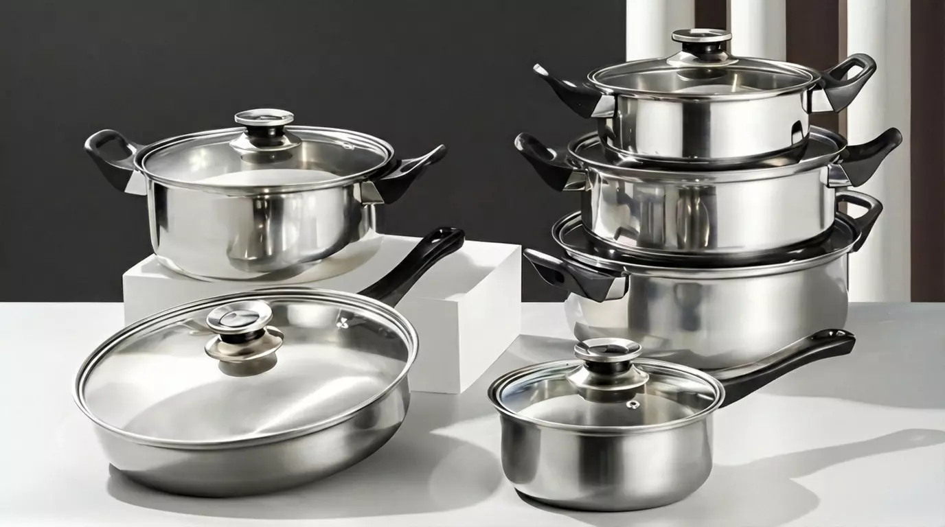 12-delige pannenset van roestvrijstaal