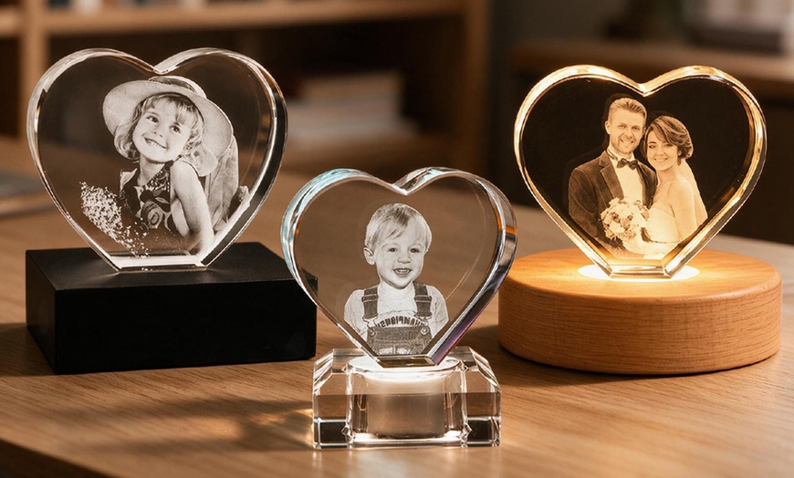 Image 9: Custom 3D Photo Engraved Crystal with Optional LED Light Base 
