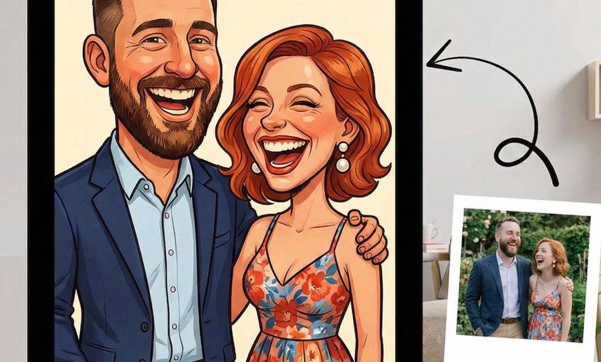 Image 2: Custom Hand-Drawn Funny Couple Caricatures (Up to 90% Off)