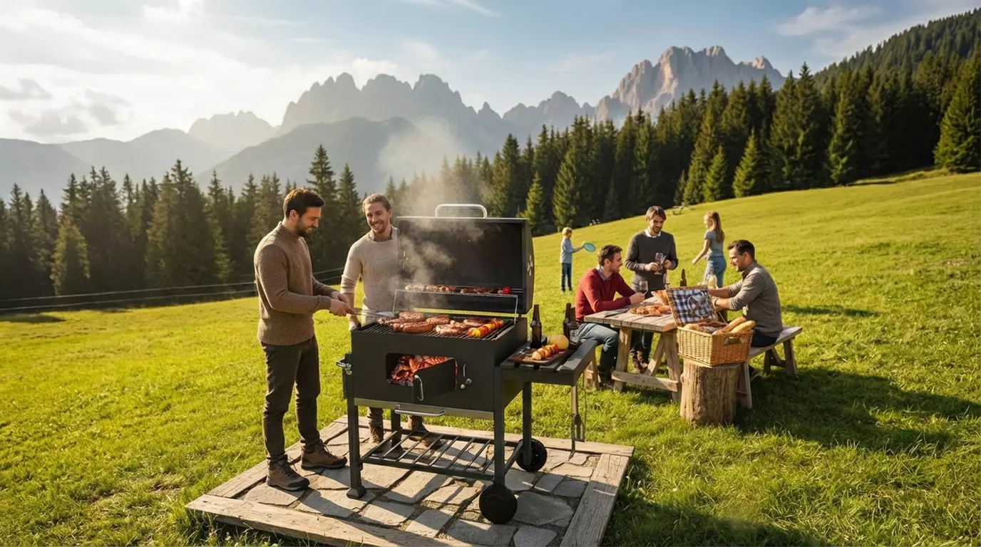 Barbecue a carbone professionale con coperchio
