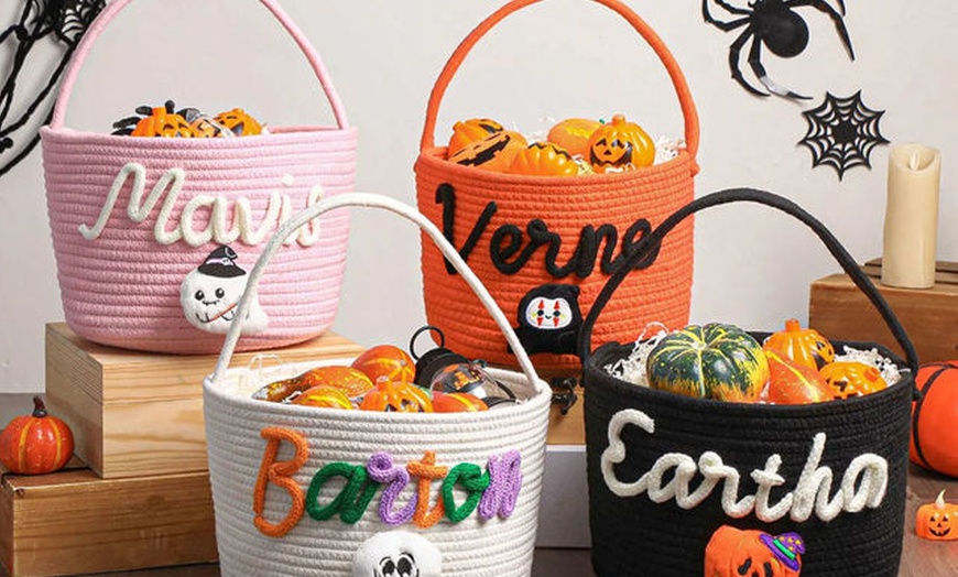 Image 1: Personalized Halloween Trick or Treat Baskets