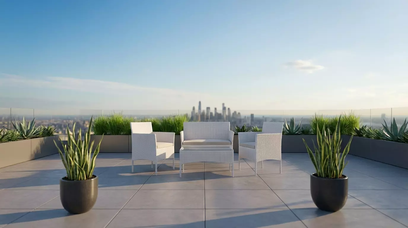 Salottino da giardino 4 posti con tavolino e cuscini