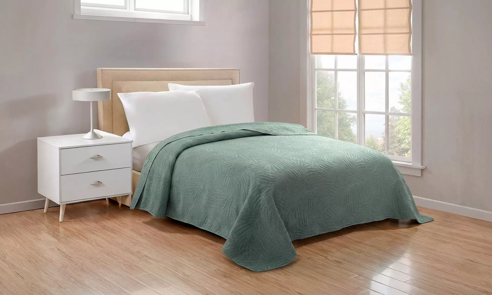 Copriletto trapuntato matrimoniale Stone Washed, disponibile in vari colori - Primary Image