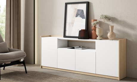 Groupon MuebleTV Armario dos puertas Roble Oscuro, Beige