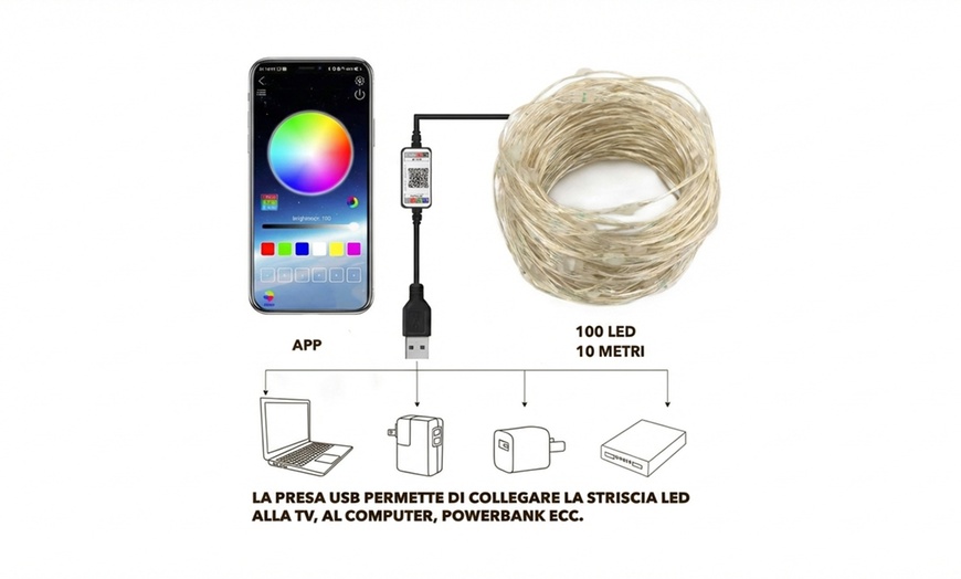 Image 3: Striscia 100 LED RGB
