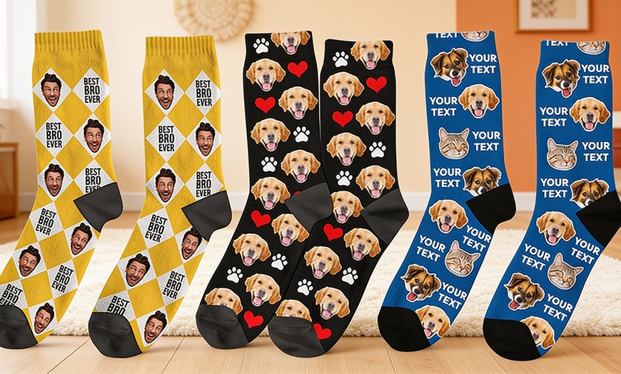 Image 13: Custom Photo Socks from Justyling — Perfect Graduation Gift (Up to 85% Off)